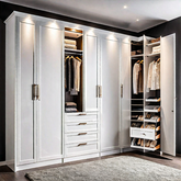 Trueliving 4 Door Walk-in White wardrobe Laminated Finish & PU Finish (6Ft *2Ft *9Ft -1828.8MM X 609MM X 2743.2MM)